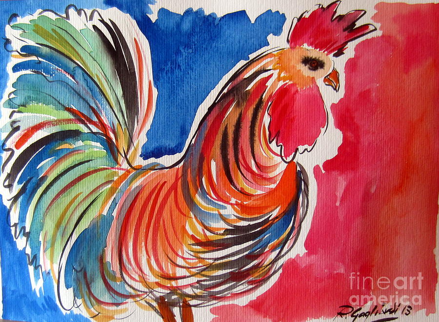 French Rooster Painting by Roberto Gagliardi