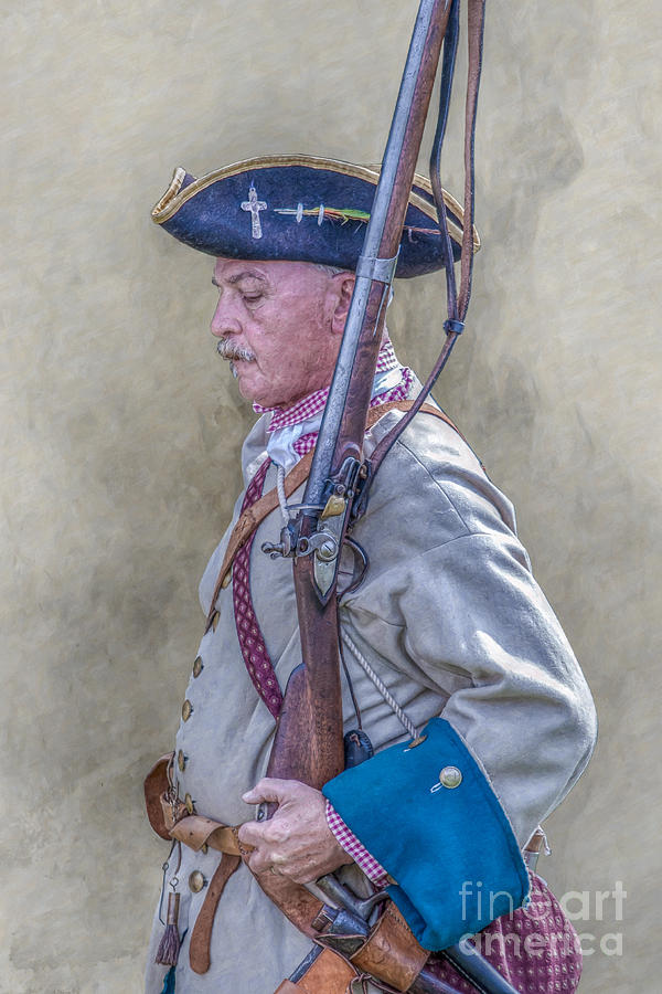 French Soldier and Rifle Penns Colony Digital Art by Randy Steele