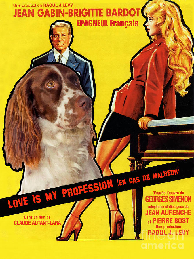 French Spaniel  - Epagneul Francais Art Canvas Print - Love Is My Profession Movie Poster Painting by Sandra Sij