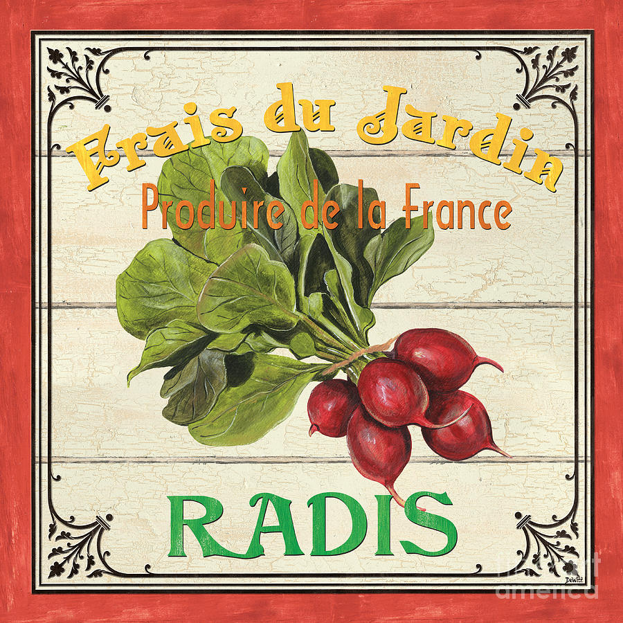 Radishes Painting - French Vegetable Sign 1 by Debbie DeWitt