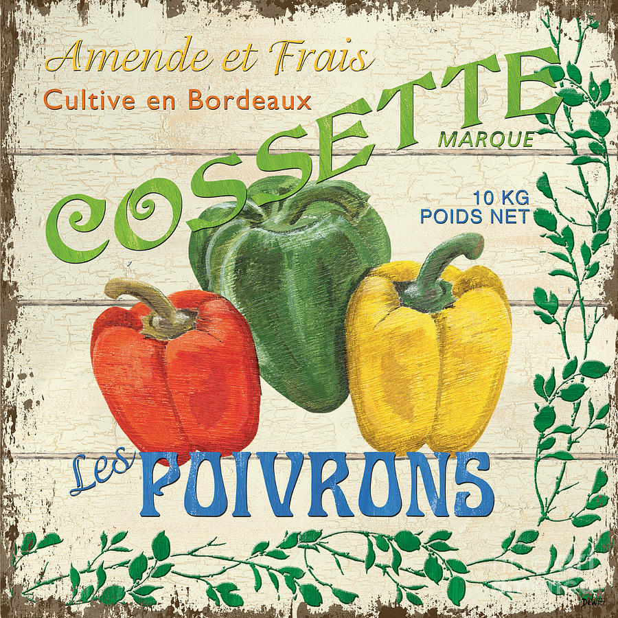 Vegetable Painting - French Veggie Sign 4 by Debbie DeWitt