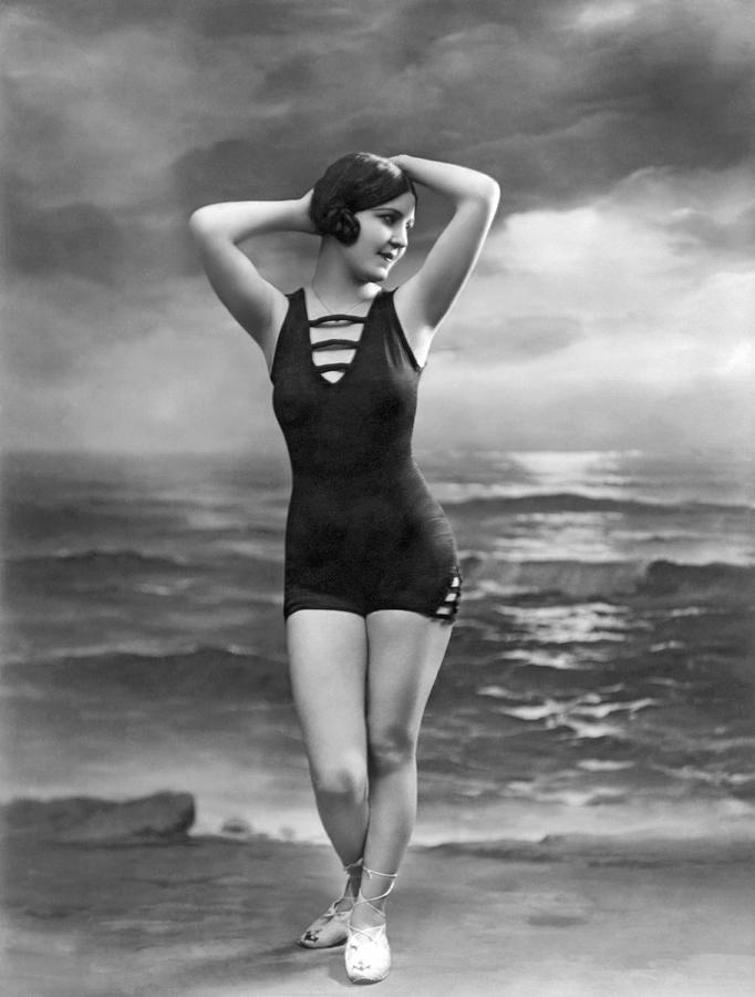 French Woman In A Bathing Suit Photograph by Underwood Archives - Fine Art  America
