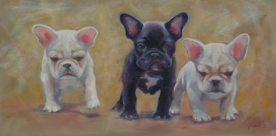 French Bulldog Painting - Frenchies by Pet Whimsy  Portraits