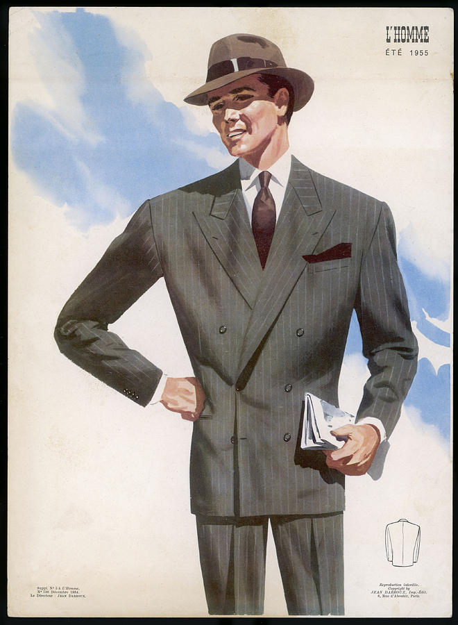 Frenchman In A Formal Pin- Striped Suit Drawing by Mary Evans Picture ...