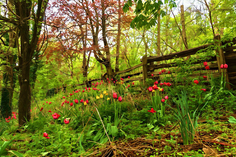 Fresh and Colorful Hillside - Impressions Of Spring Digital Art by Georgia Mizuleva