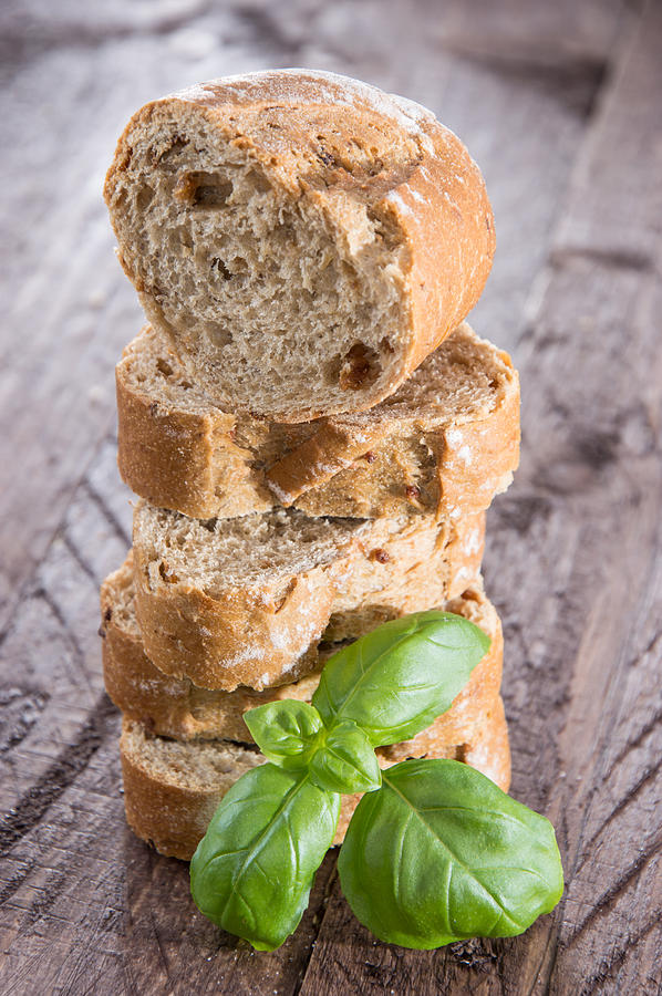 Fresh Baked Baguette With Basil Photograph