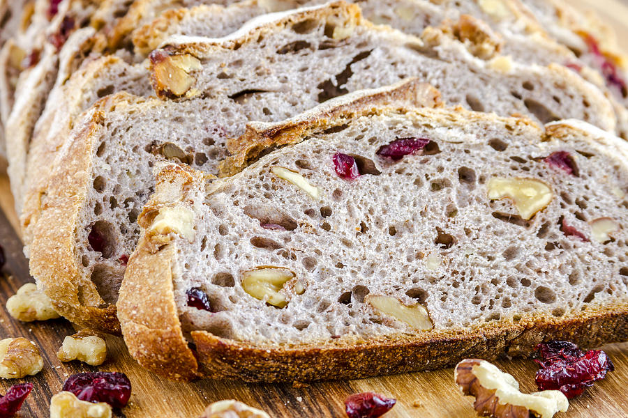 Bread Photograph - Fresh Baked Cranberry Walnut Bread by Teri Virbickis