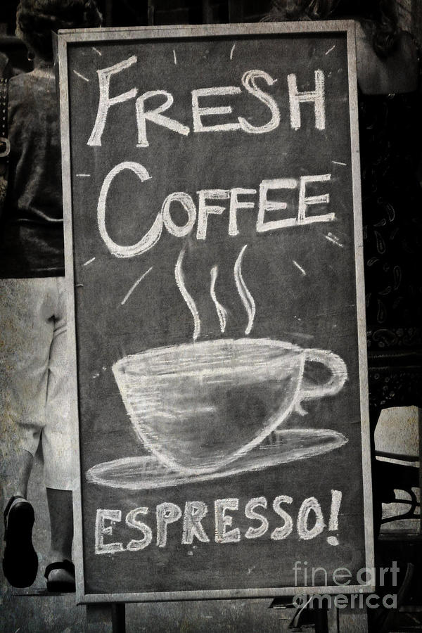 Black And White Photograph - Fresh Coffee by Valerie Reeves