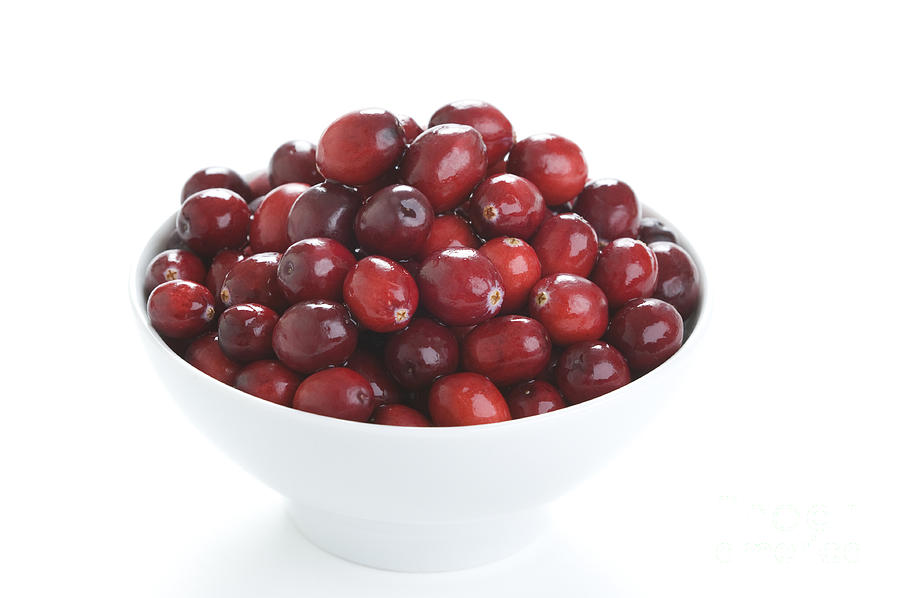 Fresh Cranberries In A White Bowl Photograph by Lee Avison