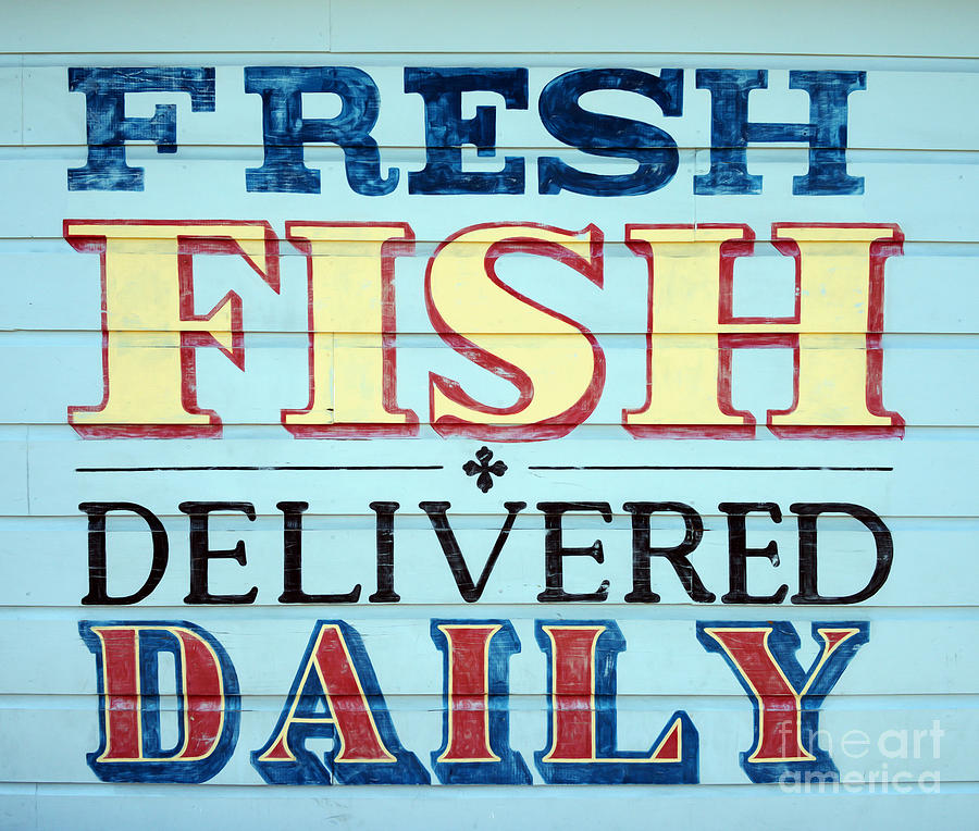 San Francisco Photograph - Fresh Fish Delivered Daily Sign by Jon Neidert