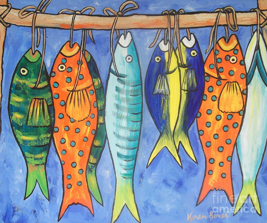 Fresh Fish Painting by Karen Bower | Fine Art America