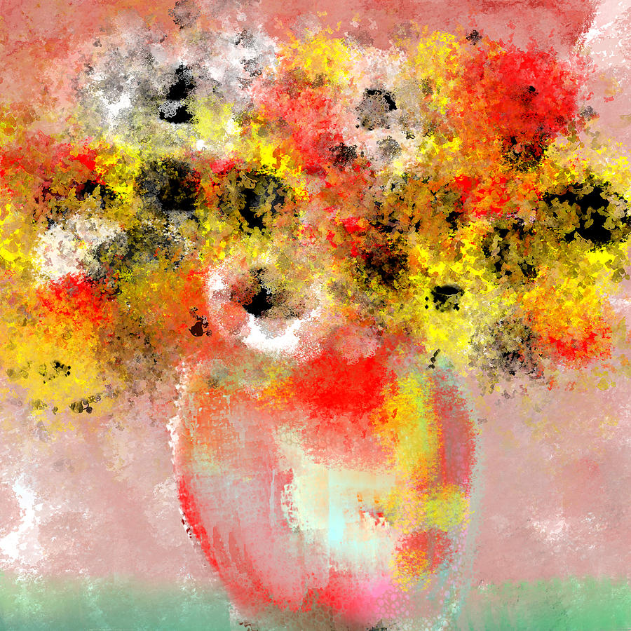Flower Painting - Fresh Flowers in Red White and Yellow by Jessica Wright