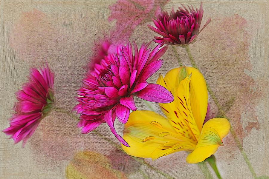 Fresh Flowers Painted Photograph by Judy Vincent