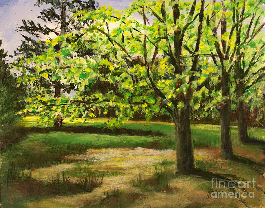 Spring Painting - Fresh Green Spring by Janet Felts