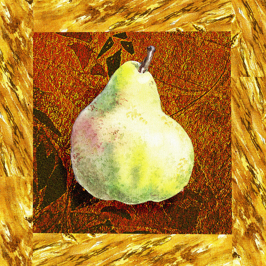 Fruit Painting - Fresh N Happy Pear Decorative Collage by Irina Sztukowski