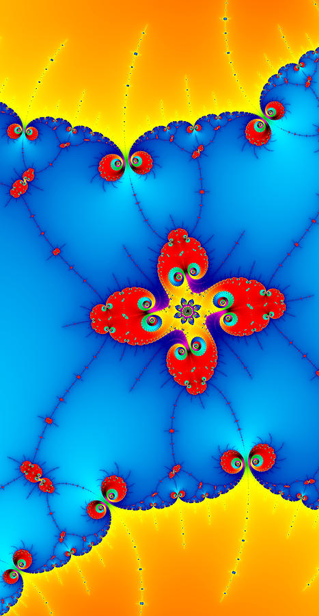 Abstract Digital Art - Fresh orange red and blue abstract fractal art by Matthias Hauser