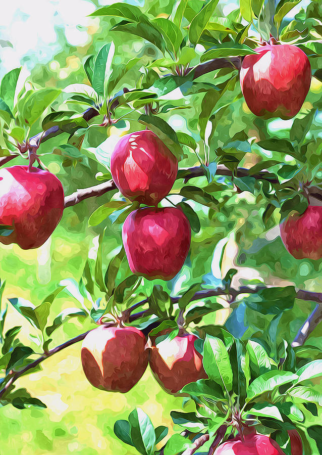 Fresh Organic Apples Painting by Jeelan Clark - Fine Art America