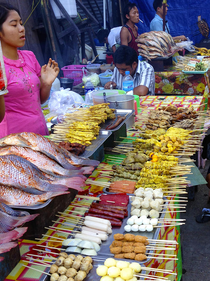 Fresh Skewers And Fish For Sale Central Yangon Myanmar Photograph by PIXELS  XPOSED Ralph A Ledergerber Photography