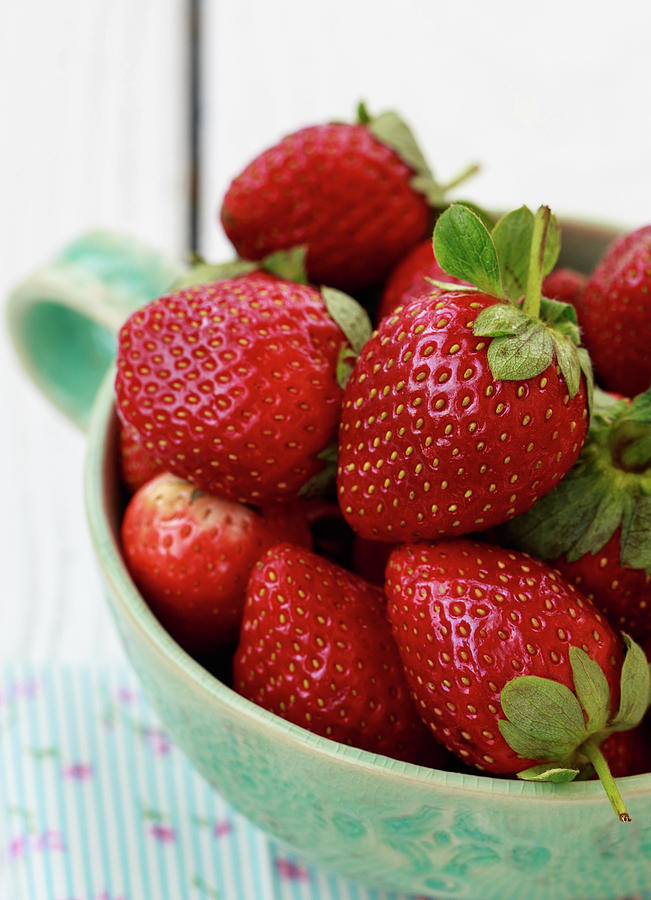 Fresh Strawberry In Mint Bowl Photograph by Julia Khusainova
