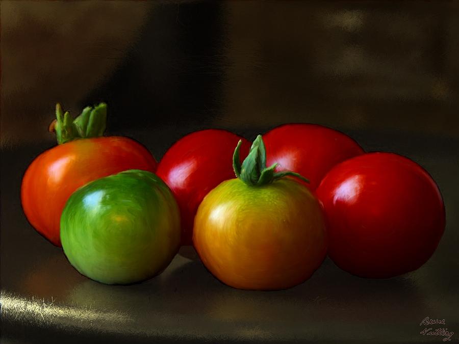 Fresh Tomatoes Painting by Bruce Nutting