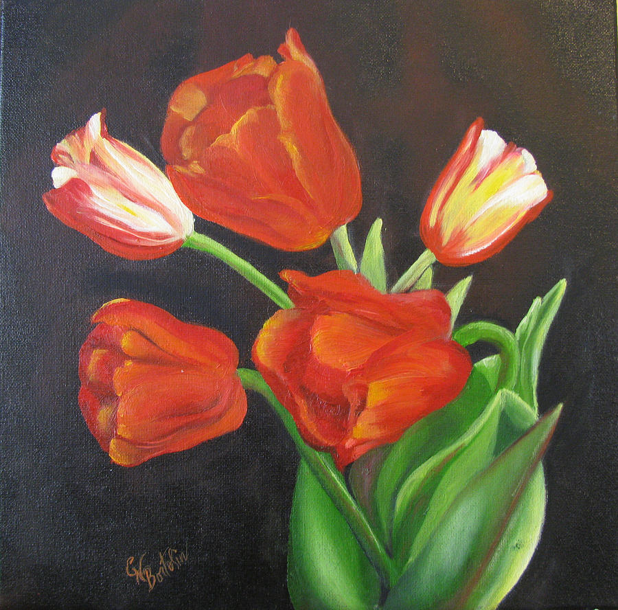 Flower Painting - Fresh Tulips by Collette Bortolin