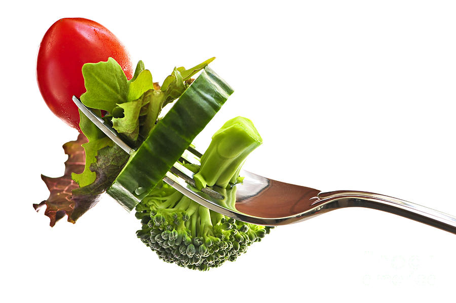 Vegetable Photograph - Fresh vegetables on a fork 2 by Elena Elisseeva
