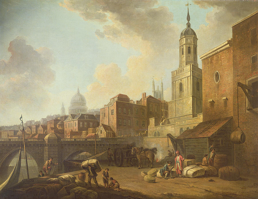 Bridge Photograph - Fresh Wharf Near London Bridge, C.1762 Oil On Canvas by William Marlow