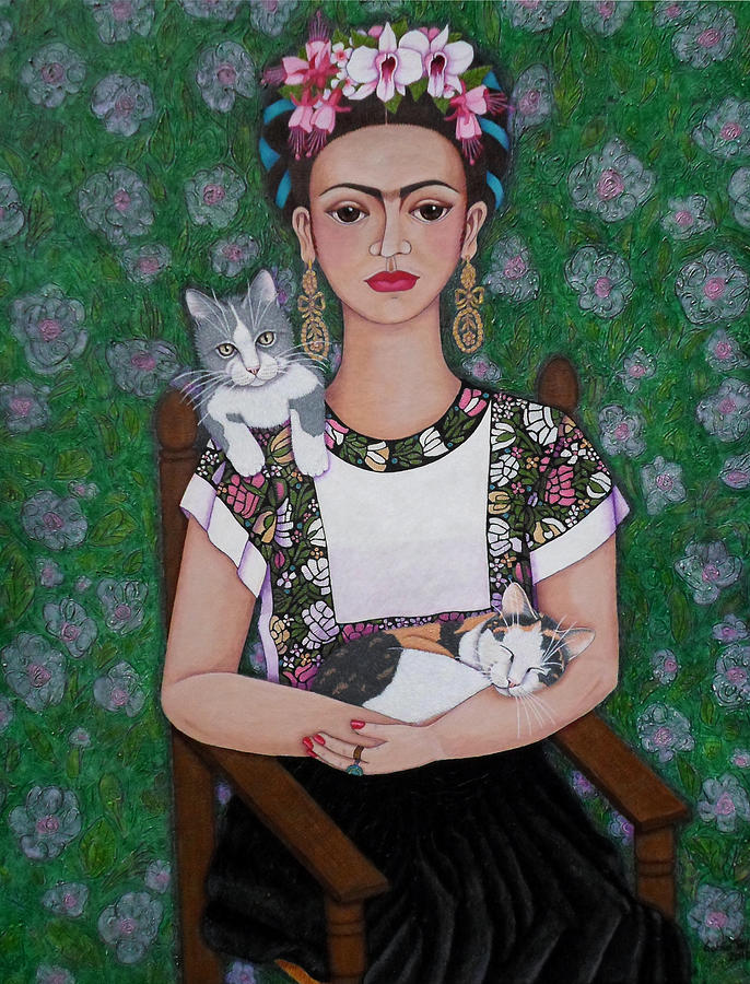Cat Painting - Frida cat lover  by Madalena Lobao-Tello