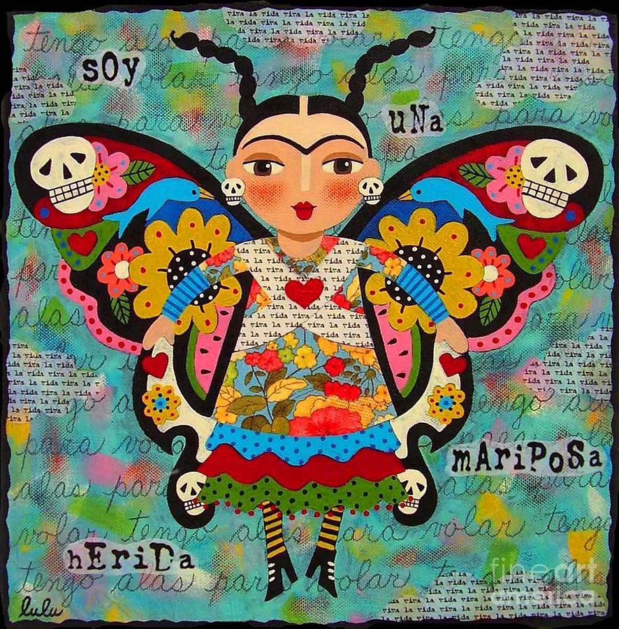 Butterfly Painting - Frida Kahlo Butterfly by Andree Chevrier