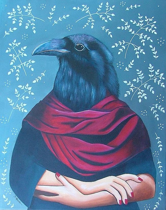 Crow Painting - Frida by Sophie Hove