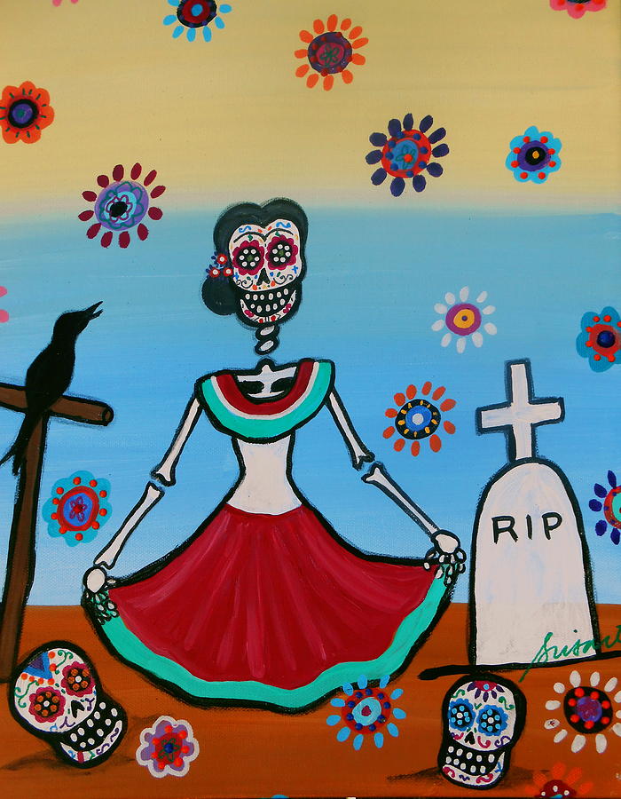 Cool Painting - Frida Visiting The Grave by Pristine Cartera Turkus