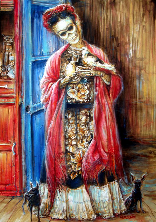 Chihuahua Painting - Frida with Doves by Heather Calderon