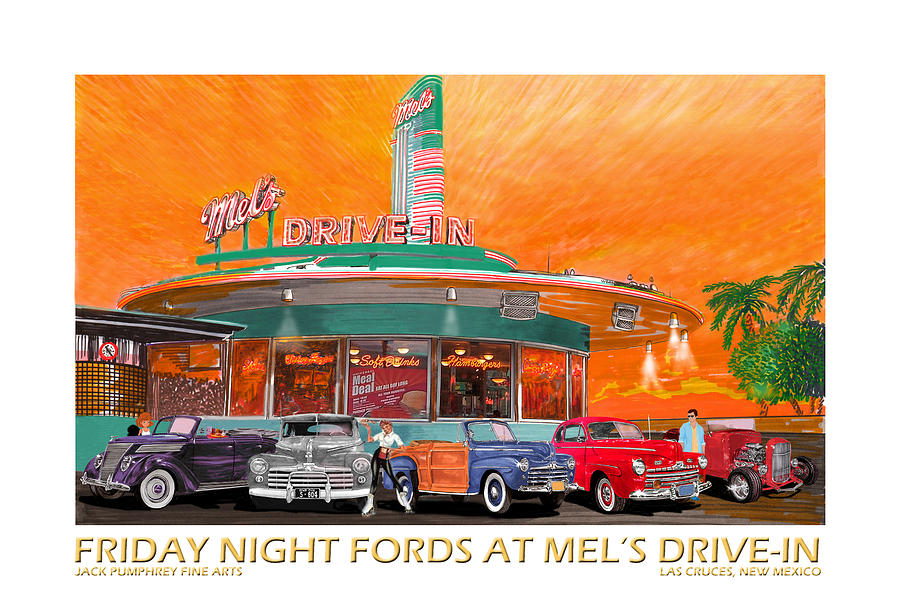 Mels Diner On Friday Night Painting