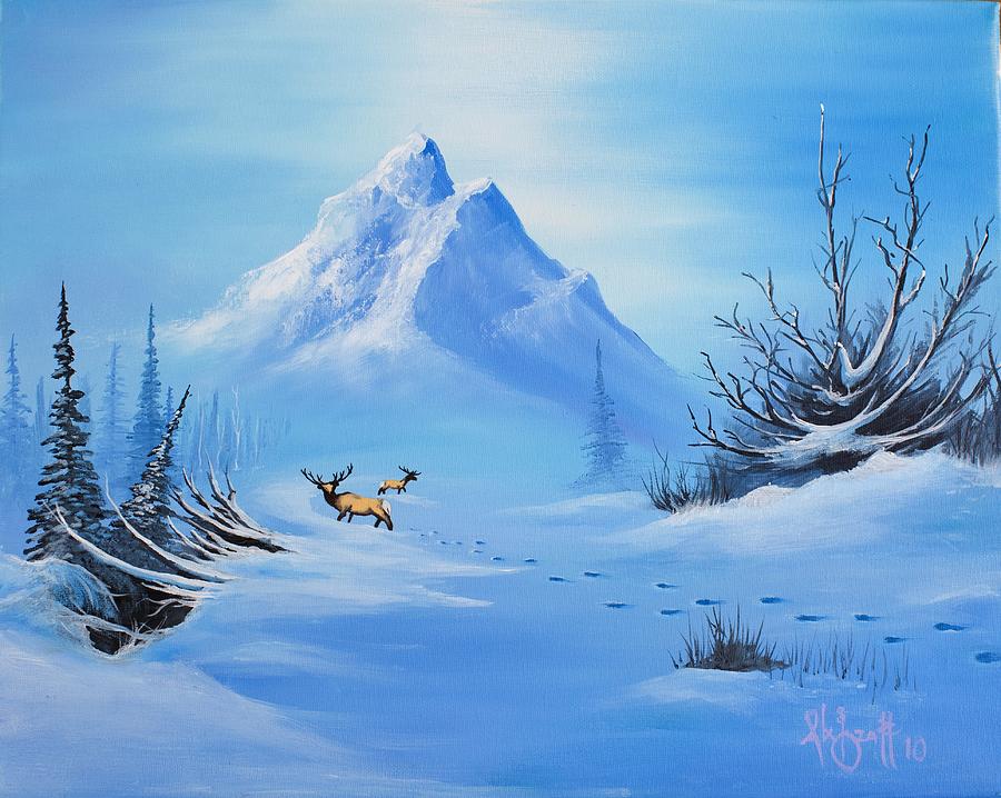 Fridgid Elk Painting by Alex Izatt