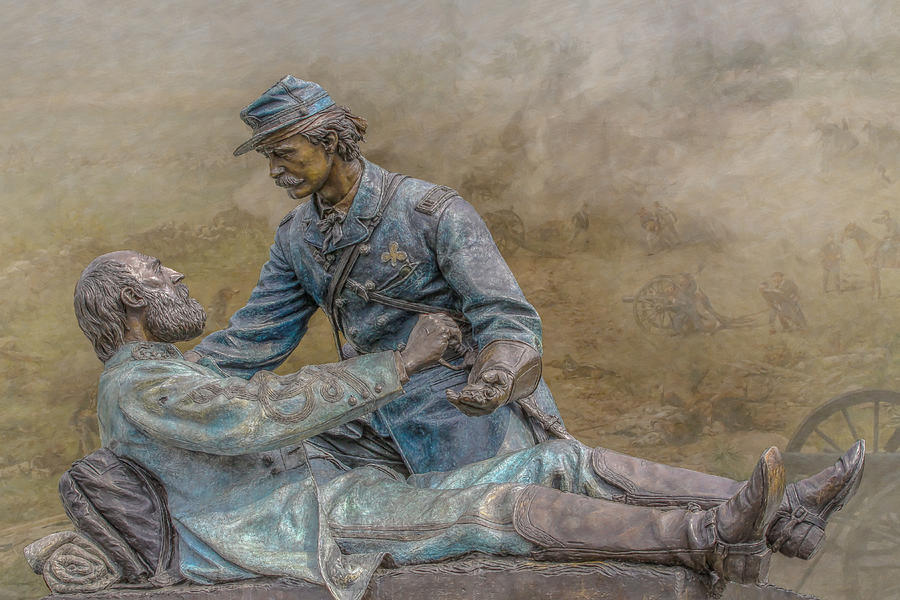 Gettysburg National Park Digital Art - Friend to Friend Monument Gettysburg Version Two by Randy Steele