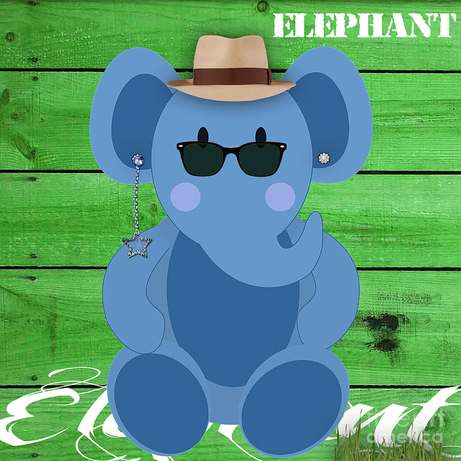 Jungle Mixed Media - Friendly Elephant Art by Marvin Blaine