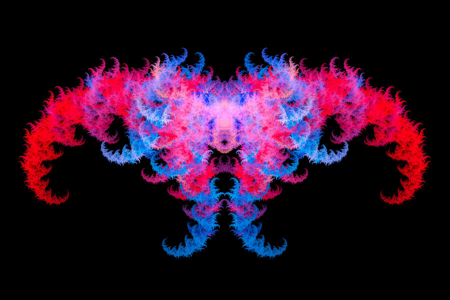 Friendly fractal monster red and blue Digital Art by Matthias Hauser