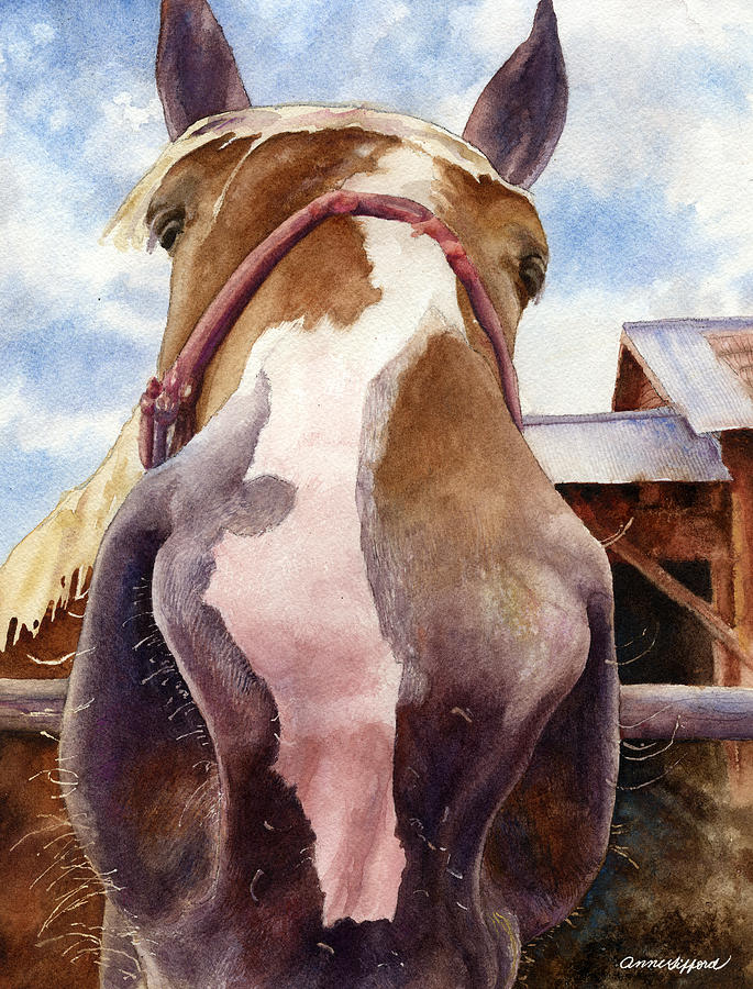 Nosey Horse Painting by Anne Gifford