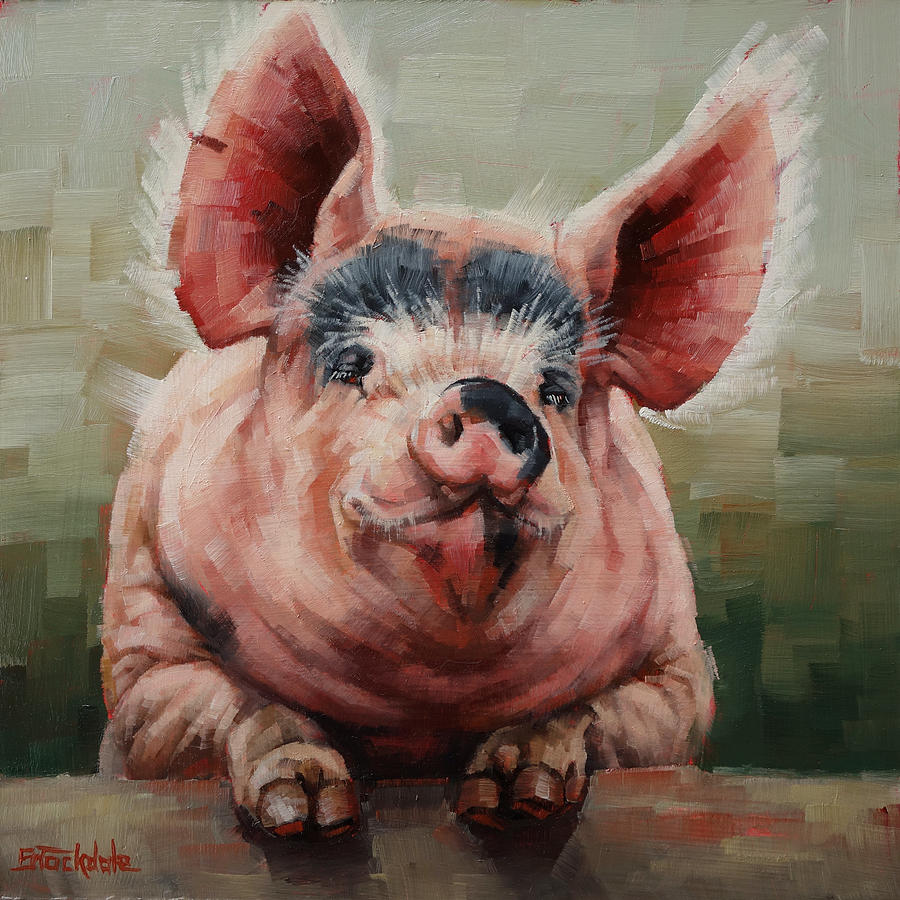 Animal Painting - Friendly Pig by Margaret Stockdale