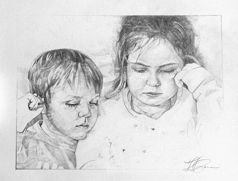 Friends and Family pencil portrait Drawing by T S Carson