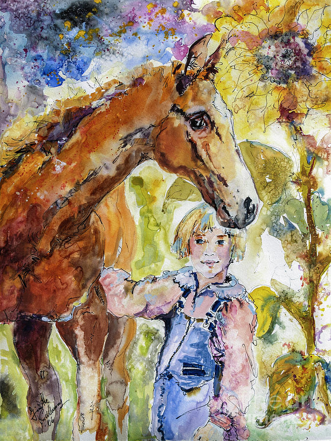 Friends for Life Horses and Girls Painting by Ginette Callaway