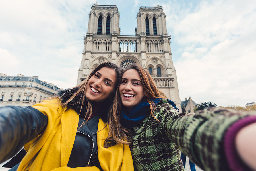 Friends in Paris taking selfie Photograph by Martin-dm