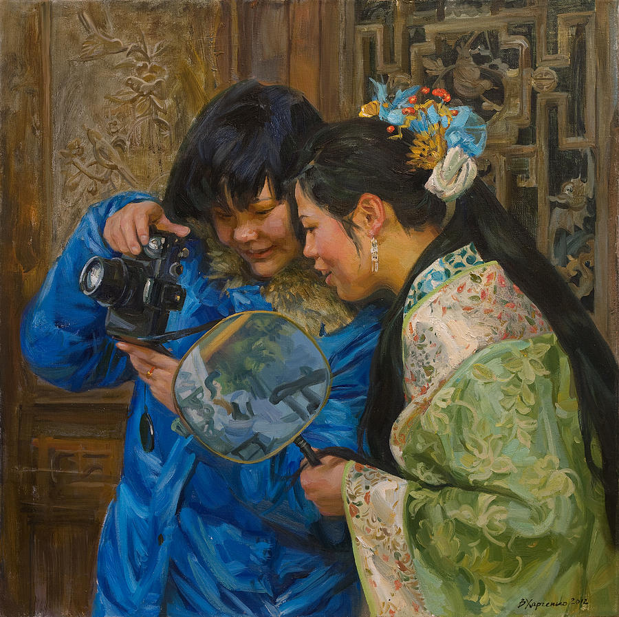China Painting - Friends by Victoria Kharchenko