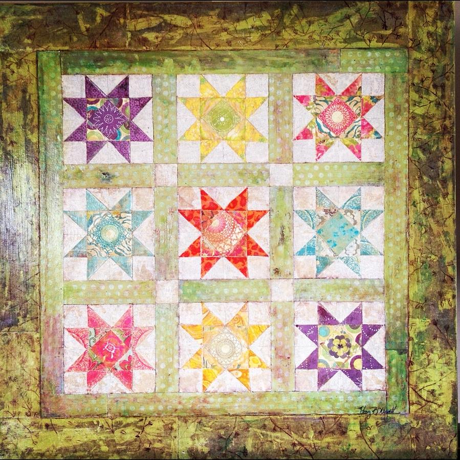 Log Cabin Painting - Friendship quilt squares by Amy Wyatt