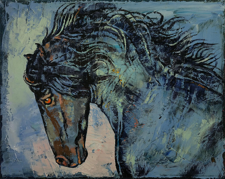 Friesian Stallion Painting by Michael Creese