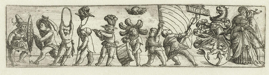 Cupids Drawing - Frieze With Putti And Coat Of Arms, Monogrammist Cb by Monogrammist Cb Cupids Drawing - Frieze With Putti And Coat Of Arms, Monogrammist Cb by Monogrammist Cb