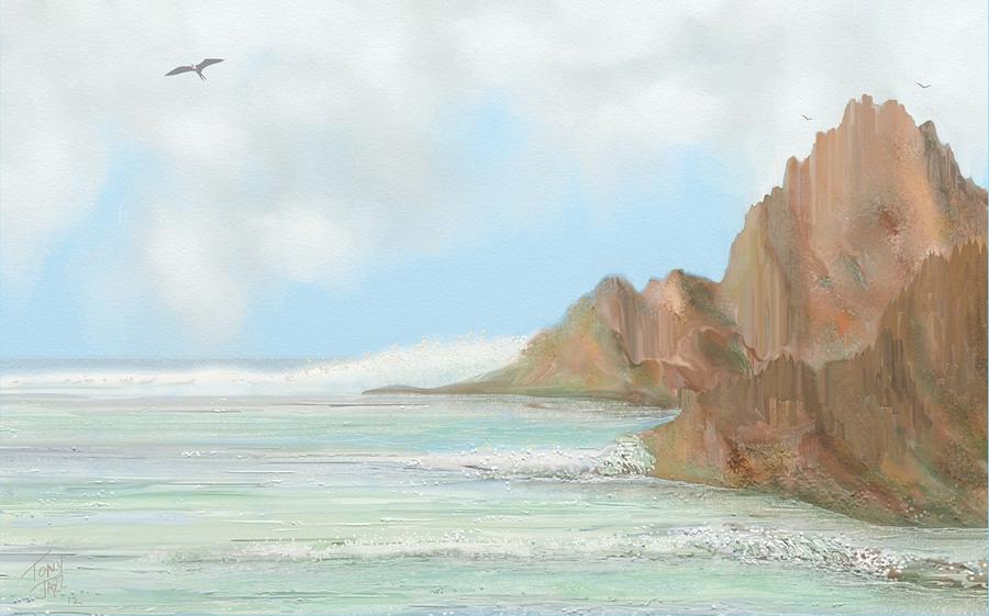 Frigate Bird Seascape Digital Art by Tony Rodriguez