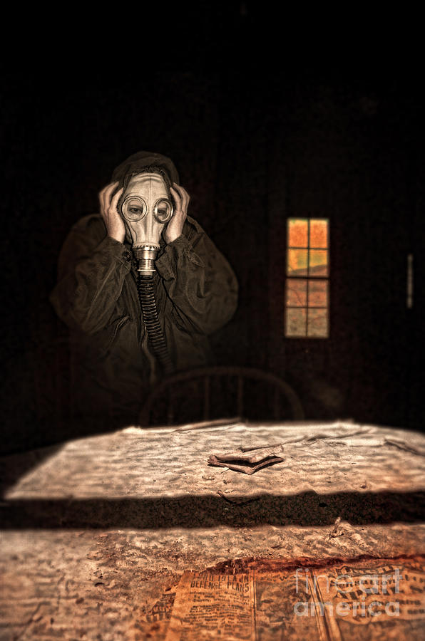 Frightened Person in Gas Mask Photograph by Jill Battaglia