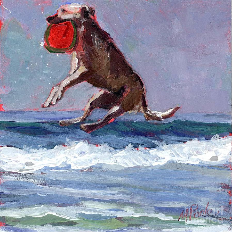 Dog Painting - Frisbee by Molly Poole
