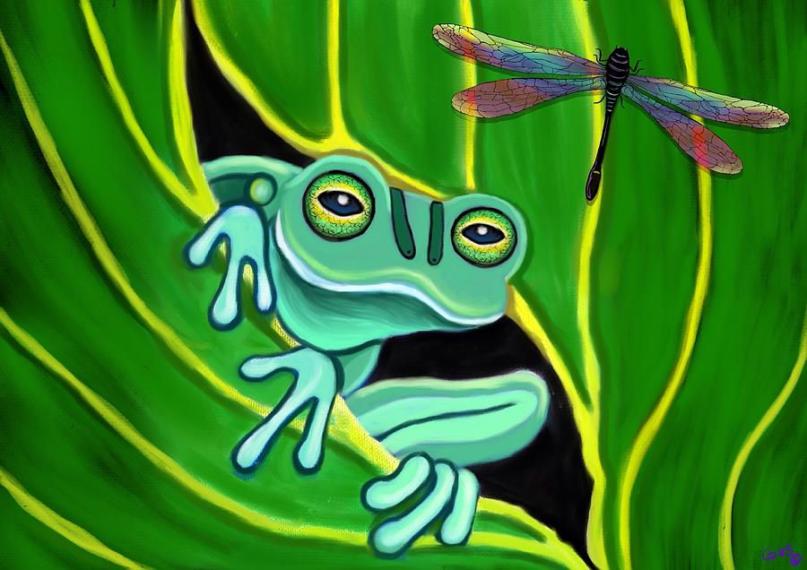 Frog and Dragonfly 2 Painting by Nick Gustafson